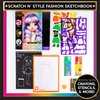 Horizon Group USA Rainbow High Scratch ‘n Style Fashion Sketchbook, Scratch Art, Coloring Book, Includes Stencils, Crayons, Scratch Art Stickers & More,Multi,210933