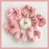 7 Pcs Hair Scrunchies Rabbit Furry Hair Ties Pom Elastic Hair Bobbles Rope Fluffy Ponytail Holder Ball Hair Band for Women Girls Hair Accessories-076-Pink