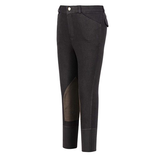 TuffRider Boys Patrol Light Knee Patch Breeches, Black, Size 14