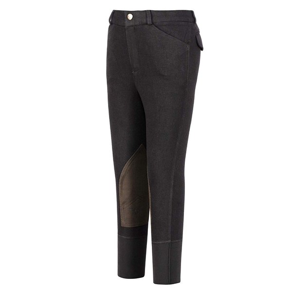TuffRider Boys Patrol Light Knee Patch Breeches, Black, Size 14
