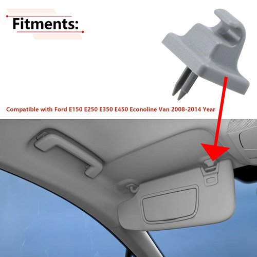 RLB-HILON Sun Visor Clip Compatible with Ford E150 E250 E350 E450 Econoline Van 2008 2009 2010 2011 2012 2013 2014 Year, Sun Visor Retainer Clip, Gray Color, 2PCS, for 3C2Z-5404132-AAB