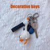 ZIUGLIKAL Hand Crocheted White Goose Keychain Car Key Backpack Charm Key Ring Gift Couple's Model Birthday Halloween Gift (white goose)