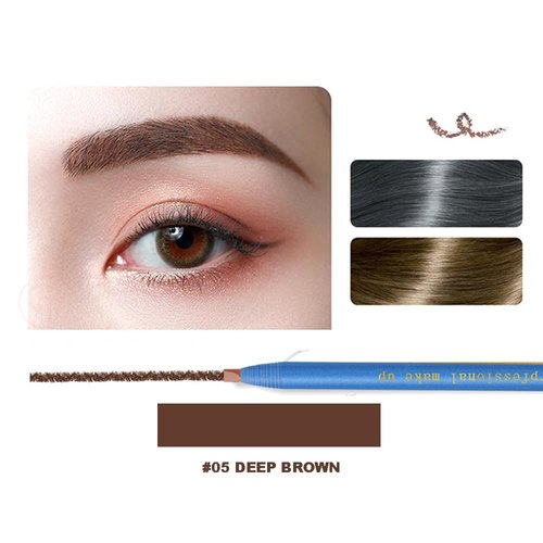6pcs Pull Cord Peel-off Brow Pencil Waterproof Eye Brow Pencils for Marking, Filling And Outlining, Microblading Eyebrow Pencil for Brow Permanent Makeup (Blue Paper-Deep Brown Core)