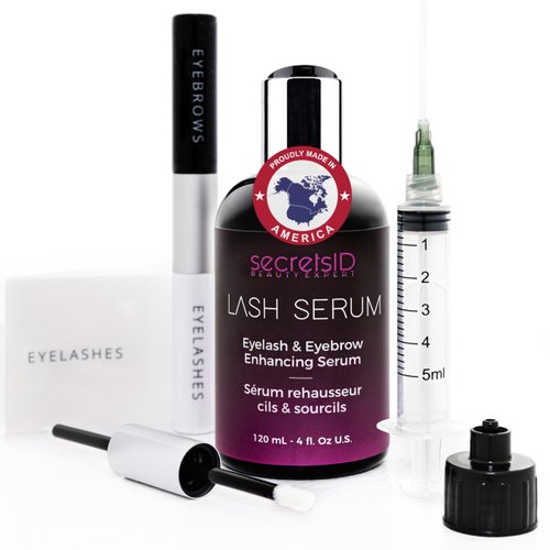 SecretsID: Eyelash Growth Serum & Eyebrow Serum - Natural Lash Serum for Eyelash Growth & Eyebrow Growth Serum for Thicker Brows - Rapid Eyelash Serum to Grow Lashes with 15 Dual Ended Tubes - 120ml