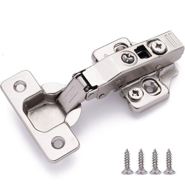 DecoBasics Kitchen Cabinet Frameless Hinges (Pack of 4), Soft Close Door Hinges, Metal Hinges for Kitchen Drawers, Cabinet Hardware, 3 Way Adjustability & Easy Installation