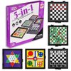 5 in 1 Small Magnetic Checkers Board Game Set Travel Game Road and Flight Trip Essentials Magnetic Travel Chess Checkers for Trip Camping Activities Party Game for Adults and Teens