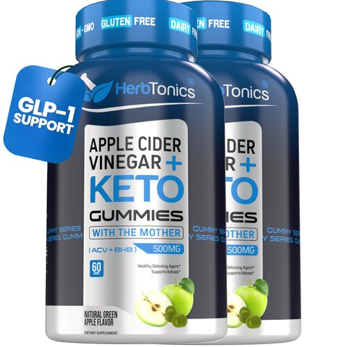 Herbtonics Keto Apple Cider Vinegar Gummies - Digestion & Detox Support - Sugar Free BHB Advanced Formula for Keto Support - Raw ACV with The Mother - 120 Vegan ACV Gummies