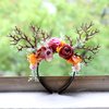 Vivivalue Deer Antler Hair Band Deer Headband with Flowers Antler Hair Hoop Flower Headband for Party Cosplay Costume