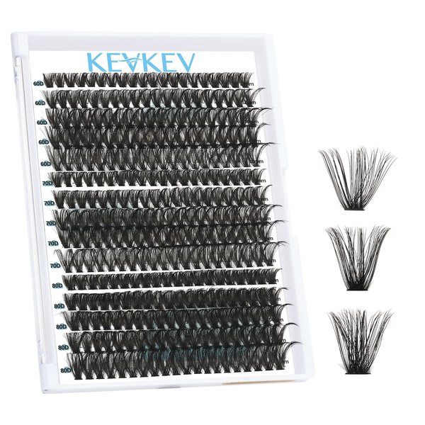 300 Pcs Lash Clusters Individual Lashes 60D+70D+80D Cluster Lashes D Curl 10-18 Mix Length Eyelash Clusters DIY Lash Extension at Home Easy to Apply Natural Volume Look(60D+70D+80D, D-10-18mix)