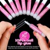 Extra Long Clear Nail Tips, HNYYZL 240Pcs XXL Square Straight Nails Half Fake Nail Tips Kit C Curve Nail Tips Half Cover for Acrylic Nail Tips, with Nail Glue and Nail File, for Nail Salon Home DIY