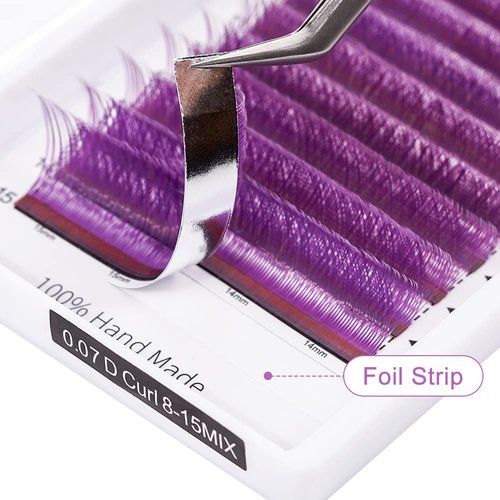 Light purple YY Eyelash Extension Lashes C Curl 0.07mm, 8-15mm Faux Mink Cluster Lash Extensions Soft Y Lashes Extensions Premade (8-15MM, 0.07-C,Light purple)