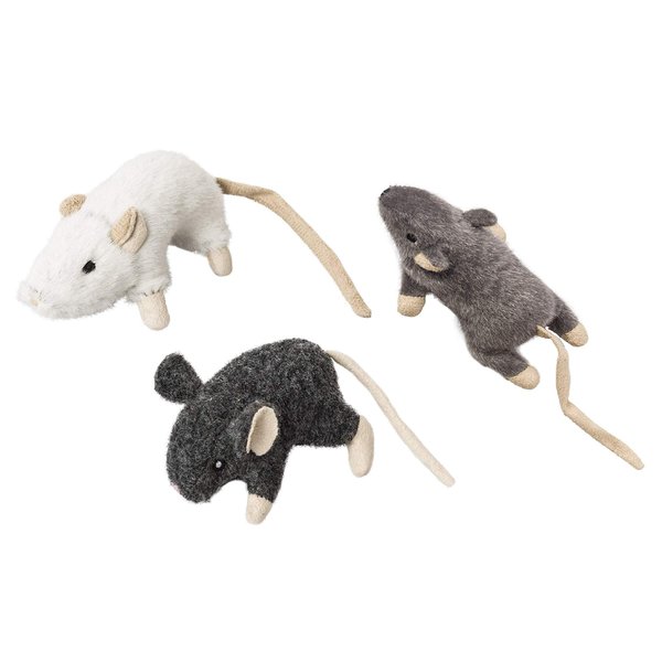 Spot 52084 3.5" Wool Mouse Willie With Catnip Cat Toy Assorted Colors
