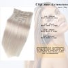 OiMiGO Straight Clip in Hair Extensions Real Human Hair 100% Unprocessed Brazilian Virgin Hair 70g Ice White Clip ins Extensions for Women 5pcs Per Set (12 Inch, ice white)