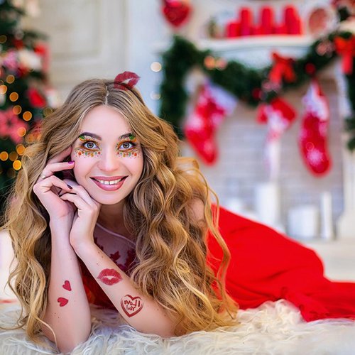 20pcs /10 Pairs Eye shadow Tattoo Sticker Temporary Eye Tattoo Makeup Transfer Stickers Eyeliner Eyeshadow Sticker Snowflake Christmas Tree Snowman for Women Christmas Masquerade Party