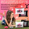 Tondiamo 18 Pcs Cheerleading Makeup Bags Cheer Bags Cases Zipper Pouch Cheerleading Quote Keychain Inspirational Key Ring Cheer Scrunchies Girls Elastic Hair Accessories for Cheerleader Teammate Gift