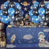 Space Party Balloons, 12 Inch Outer Space Themed Party Decorations Supplies Blue Black Confetti Latex Balloons Astronaut Planet Helium Balloons for Kids Boys Space Theme Birthday Baby Shower Party