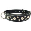 Genuine 1.6" Wide Thick Leather Studded Dog Collar Black. Fits 19"-23" Neck, Rottweiler, Pit Bull.