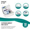 Primacare KC-10PP 10 Person Compact First Aid Kit, 8"x5"x3", with 102 Pieces Emergency Medical Supplies, Portable Kits for Home, School and Office, Wall Mount, White