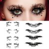 4 Pairs Halloween Eye Shadow Stickers and 4 Pack Skeleton Mouth Temporary Tattoo, 3D Eyeshadow Eyeliner Sticker Waterproof Face Eye Art Decor Sticker for Women Girls Halloween Masquerade Party