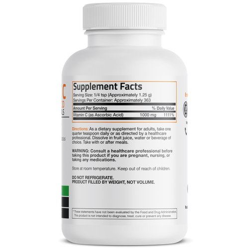 Vitamin C Powder Pure Ascorbic Acid Soluble Fine Non GMO Crystals – Promotes Healthy Immune System and Cell Protection – Powerful Antioxidant - 1 Pound (16 Ounces)