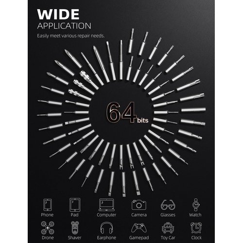 iFu Mini Electric Screwdriver, 90 in 1 Precision Screwdriver Set – Small Cordless Power Screwdriver with LED Light & 64 Magnetic Bits, Repair Tool for Phone Laptop Camera Watch Computer