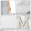 Y1tvei Bride Patch MRS Varsity Letter Cosmetic Toiletry Bag Pearl Rhinestone Letter Patches Bling Small White Makeup Bag PU Leather Waterproof Portable Zipper Purse Travel Organizer for Women Girls