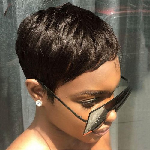 HOTKIS Pixie Cut Wig Human Hair for Black Women Short Brown Human Hair Wigs Glueless Short Pixie Wig Boy Cut Wig 4# Color Pixie Wigs 4 inch