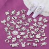50pcs Luxury Nail Rhinestones Random Silver Nail Charms 3D Alloy Butterfly Nail Art Charms Metal Bowknot Bear Nail Gems Heart Star Flower Charms for Nails Mix Styles Nail Jewels for Nail Art Supplies