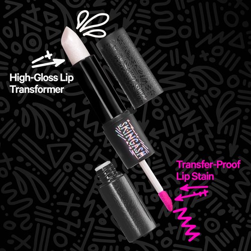 SKINGASM All Nighter Lip Stain & Lip Transformer- A Cruelty-Free Dual-Sided Matte Lipstick and Lip Gloss - Long Lasting Lipstick & Prismatic Shine - Kiss-Proof Color (Flirt It UP (Pink))