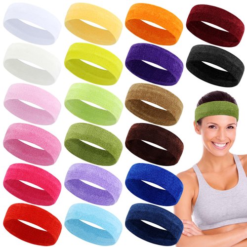Lawie 20 Pack Candy Colors Terry Cloth Fuzzy Elastic Hair Band Makeup Hairbands Beauty Spa Headbands Washing Face Beauty Skin Care Shower Sleeping Headwraps for Women Girls
