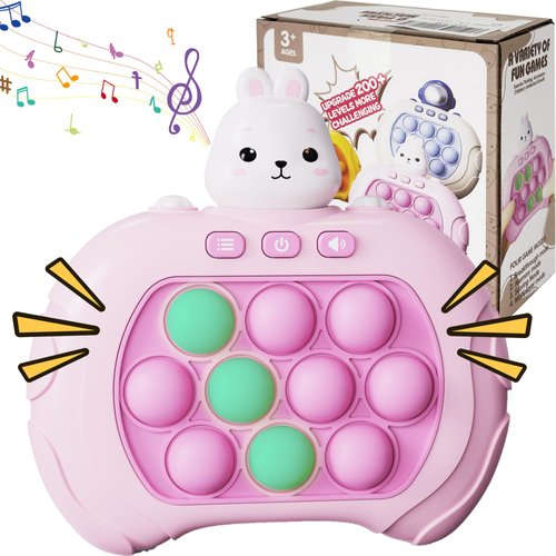 Fast Push Game, Handheld Game Fast Puzzle Game Machine, Push Bubble Stress Toy, Quick Push Bubble Game,Birthday Gifts for Age 3-12 Year Old Boy Girl Teen (Rabbit)