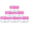 Beauticom 15 gram/15ml Empty Clear Small Round Travel Container Jars with Lids for Make Up Powders, Eyeshadow Pigments, Lotions, Creams, Lip Balm, Lip Gloss, Samples (24 Pieces, Pink Lid)
