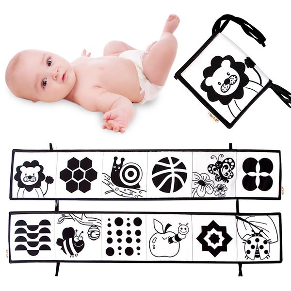 Agaommio Cloth Book Baby, High Contrast Black and White Cloth Book Early Learning Toys, Toddler Toys, Crib Activity Toys, Bedside Toys (Lion)