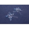 FXmimior Hair Pins Bridal Women Light Blue Crystal Vintage Wedding Party Headpiece Hair Clip Crystal Hair Accessories(pack of 2)