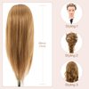 28Inch 60% Real Hair Mannequin Head, Cosmetology Mannequin Head with Hair for Braiding Curling Cuting,Doll Head for Hair Styling with Table Clamp Hair Styling Set(Blonde)
