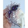 Sindary Wedding Headpiece 4.33" Rhinestone Crystal Bridal Peacock Feather Hair Comb (Silver-Tone Purple)
