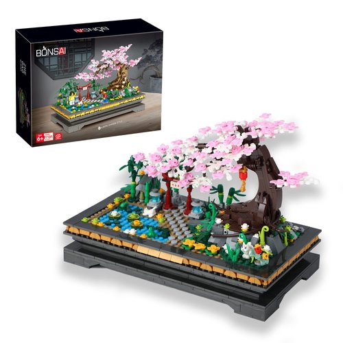 Bonsai Tree Building Sets，Japanese Style Cherry Blossom Tree Mini Building Blocks(1101PCS), Including Garden, Plants，Animal，Pond，Meaningful Gift for 6 7 8 9 10+ Kids and Adults…