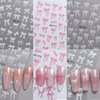 Bow Nail Art Stickers 5D Embossed Bow Nail Decals 3PCS Pink White Bowknot Cute Ribbon Bow Tie Design Nail Adhesive Sliders Kawaii Manicure Accessories for Women Girls DIY Nail Art Decorations Supplies