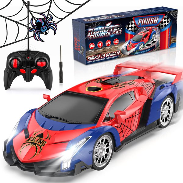 Growsland 2024 Remote Control Car for Kids, RC Cars for Boys Kids 1:18 Electric Vehicle Toy Car Hobby Racing Car Toys with Lights & Controller, Birthday Gift for 3 4 5 6 7 8 9 Year Old Boys Girls