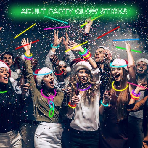JICUICUI Ultra Bright Christmas Glow Sticks - 50 Party Pack with Connectors for Christmas, Neon Birthday and Holidays - Multicolor 8" Glow Sticks Necklaces Bulk