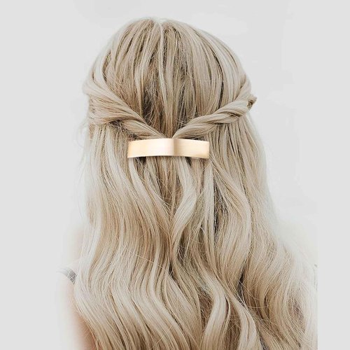 Vacaonio Minimalist Metal Bar Hair Clip Barrette Gold Rectangular Hair Barrette Clips Geometry Square Head Clip Ponytail Holder Hair Clip Decorative Hair Accessories for Women and Girls
