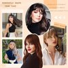 WZNBBOY Clip in Bangs 100% Human Hair Extensions Air Thinning Curtain Flat Fake Bangs Fringe with Temples Hairpieces Natural Curved Wispy Air Bangs Clip on Bangs for Everyday Wear (Dark Brown)