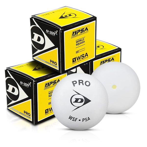 Dunlop White Pro Squash Ball - 3 Balls