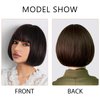 HSPJHTM Pale Blonde Bob Wigs,Short Bob Hair Wigs 10" Straight with Flat Bangs Synthetic Colorful Cosplay Daily Party Wig for Women Natural (Free Wig Cap)