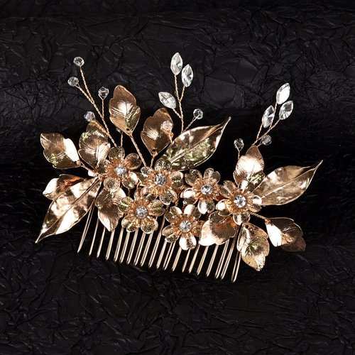 VMila Wedding Pearl Hair Comb Wedding Hair Comb Bridal Hair Accessories Pearl Flower Hair Accessories For Women Girls Wedding Hair Accessories (Gold Vintage)