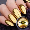 Holographic Mirror Gold Nail Chrome Powder Effect Metallic Dust Sequins UV Gel Gold Chrome Nail Powder Pigment for Nail Art Decoration, Gold Chrome Powder for Nails
