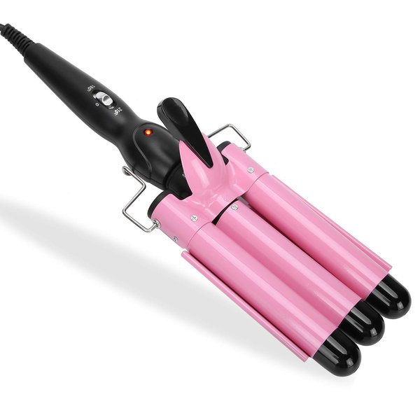 Hair Crimper, Hair Curling Tongs, 3 Barrel Hair Curler, Class, Quick Heating Electric Hair Waver, Hair Styling for Tool Golden Hair Crimpers (28Mm-)