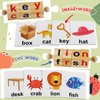 LOOIKOOS Wordcraft Learning Wooden Reading Blocks, Montessori Educational Toys for Kids Flash Cards Toddler Learning Toys Word Building Puzzles Words Spelling Games for Preschool Boys Girls