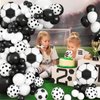 Soccer Balloon Arch Garland Kit, Black White Balloons Decorations with Soccer Foil Balloons for Men Women Teen Kids Soccer Football Theme Birthday Party Decor Supplies