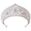 WIOJEIGO Women's Crown Crystal Wedding Tiara Queen Rhinestone Headbands for Prom Birthday Party Silver